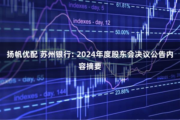 扬帆优配 苏州银行: 2024年度股东会决议公告内容摘要